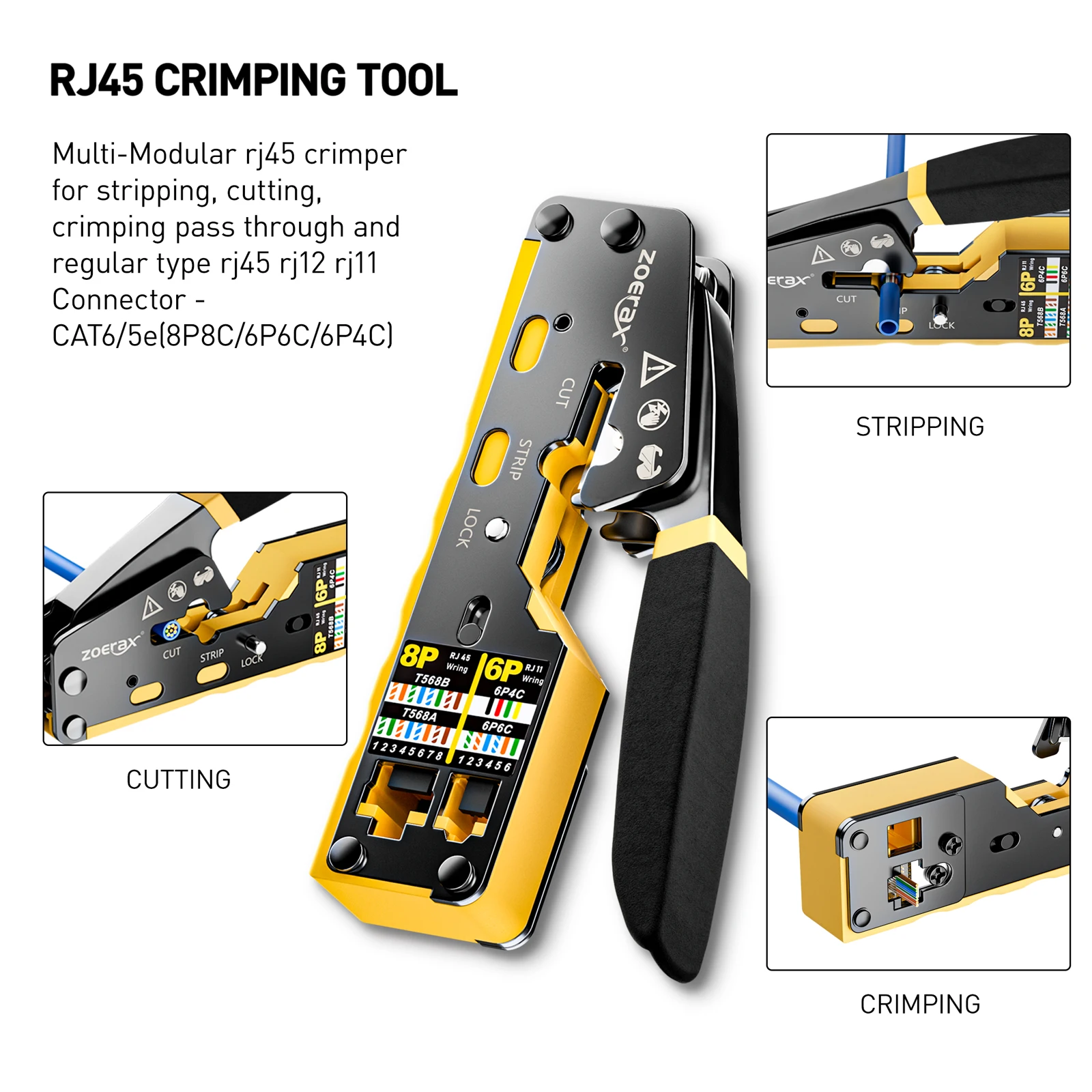 ZoeRax RJ45 CAT6 CAT5E Crimp T - Wire Stripper Cutter 评论和价格